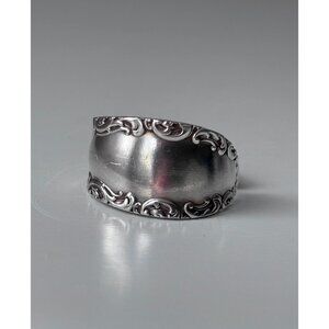 Handmade Antique Silver Plated Spoon Ring: Rogers Bros Savoy, Size 9.5